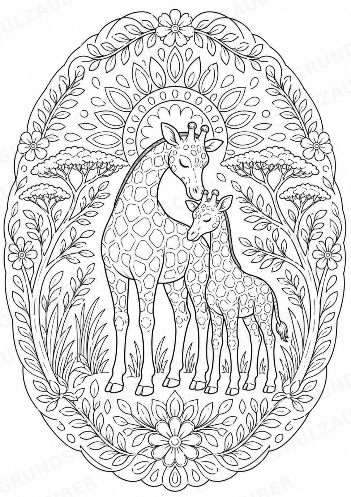 Giraffe Mandalas Ausmalbilder – Tiere – 15 Malvorlagen – Materialseite 8