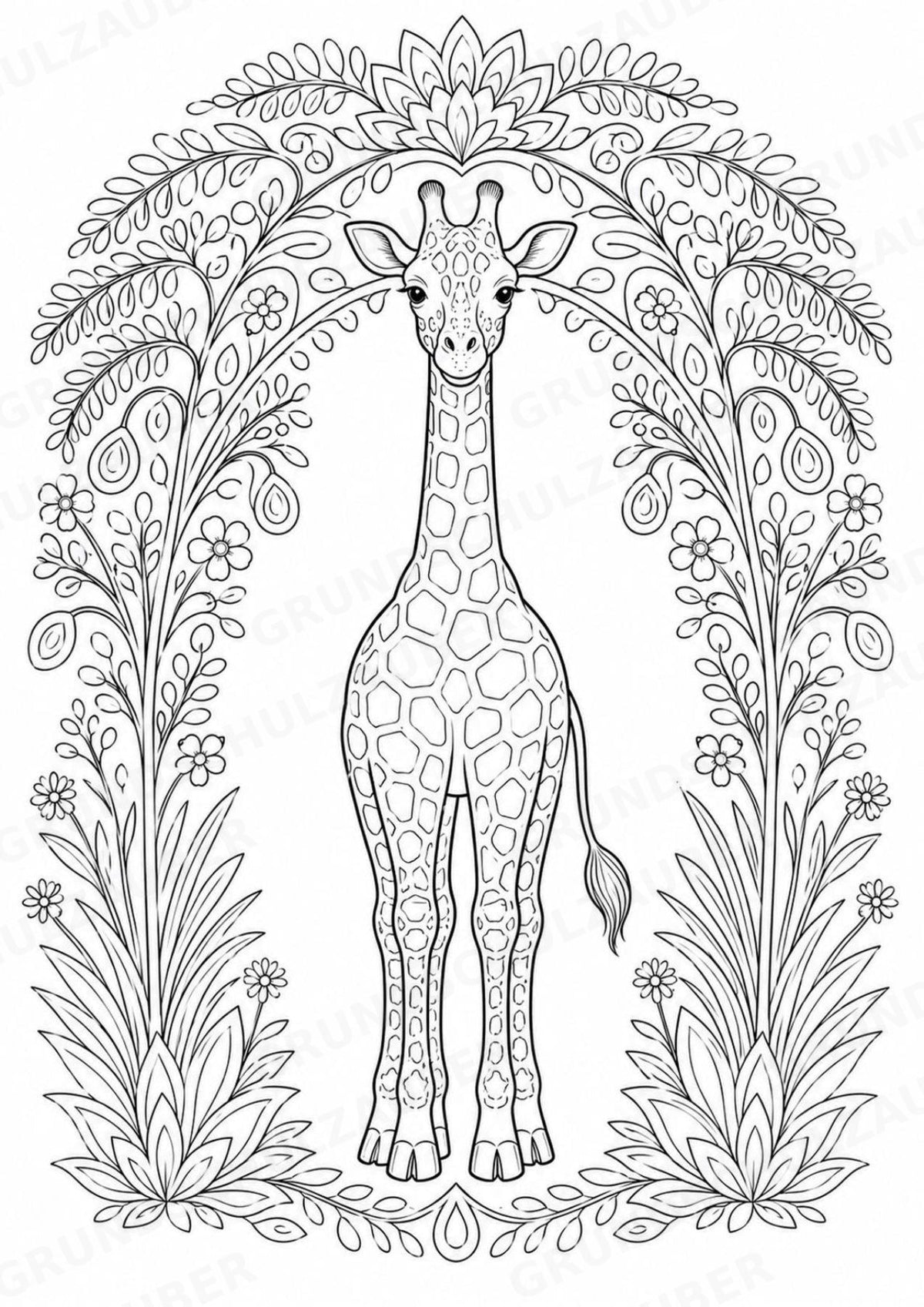 Giraffe Mandalas Ausmalbilder – Tiere – 15 Malvorlagen – Materialseite 13