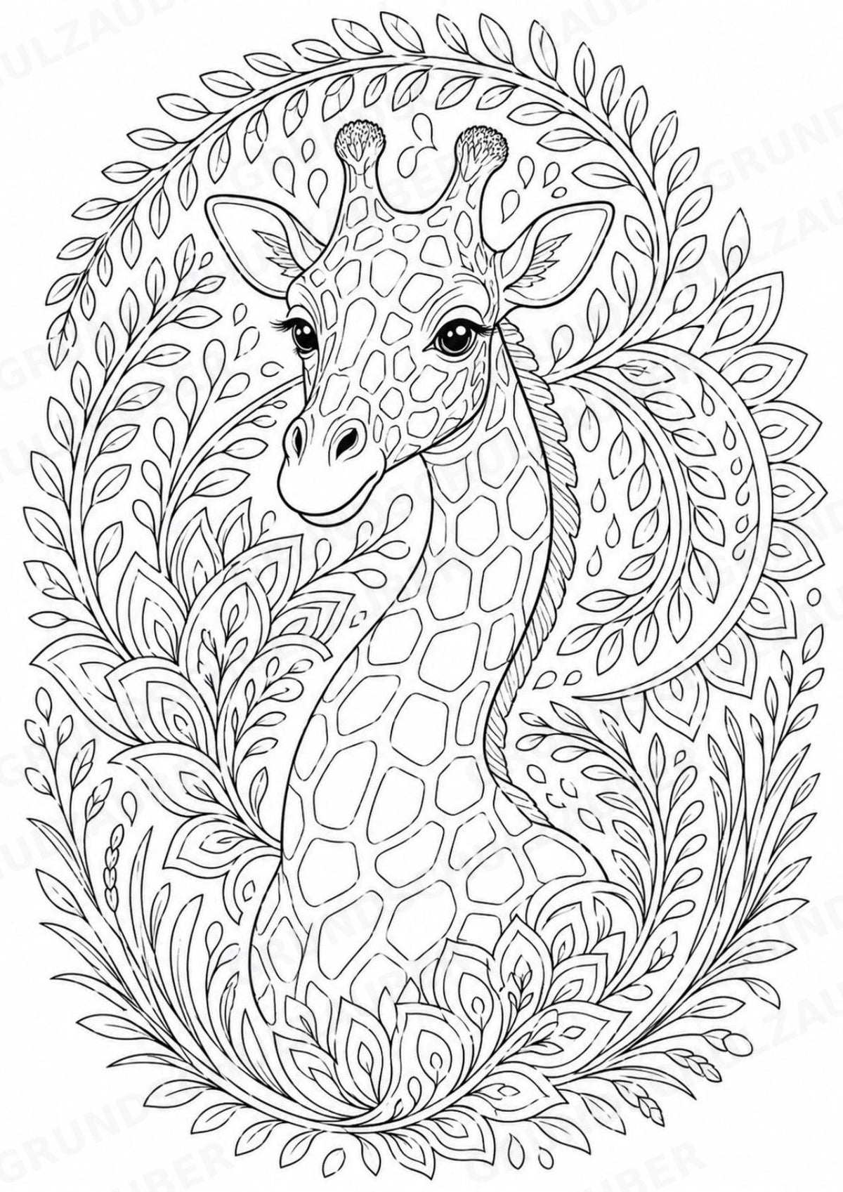 Giraffe Mandalas Ausmalbilder – Tiere – 15 Malvorlagen – Materialseite 15