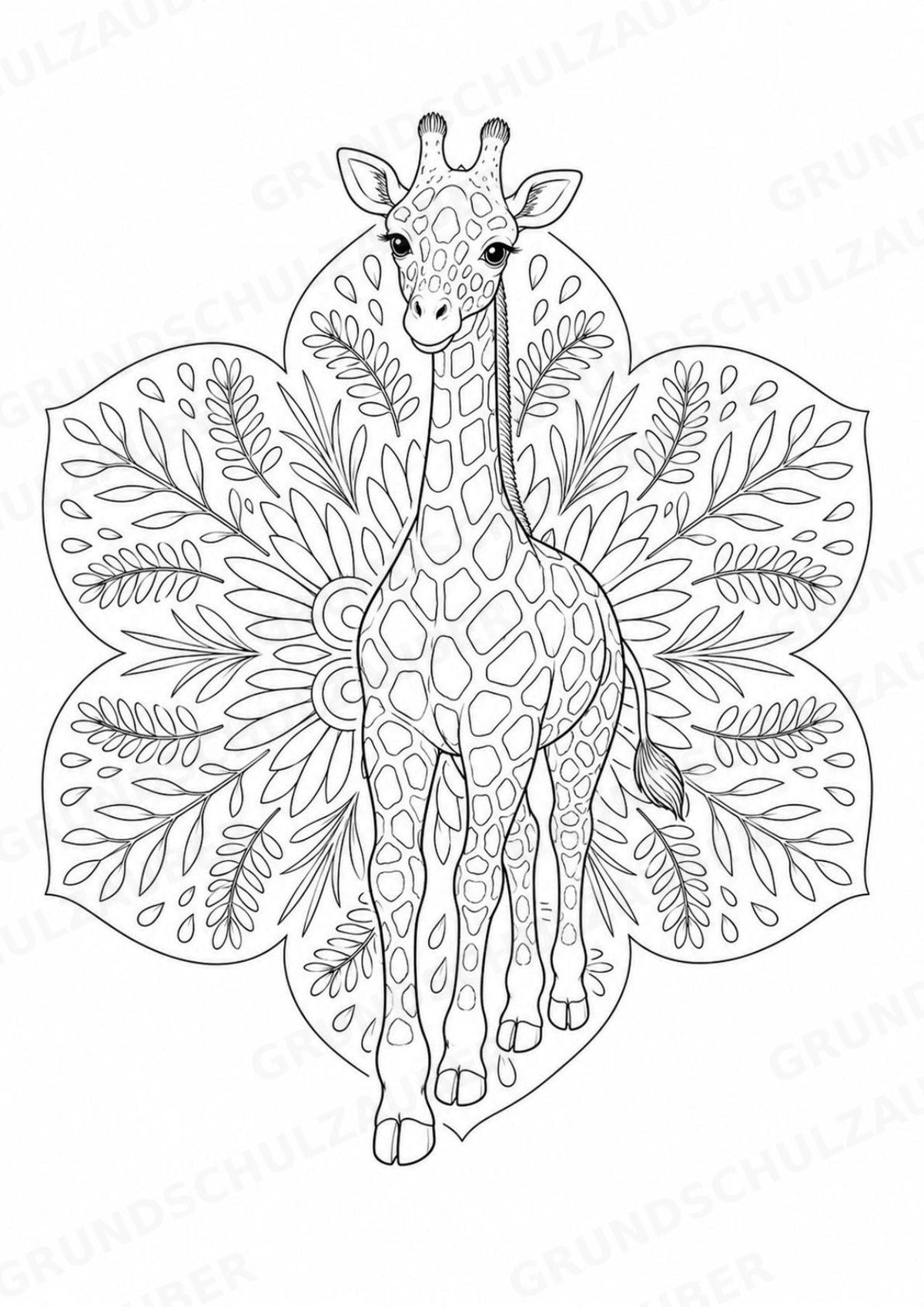 Giraffe Mandalas Ausmalbilder – Tiere – 15 Malvorlagen – Materialseite 16