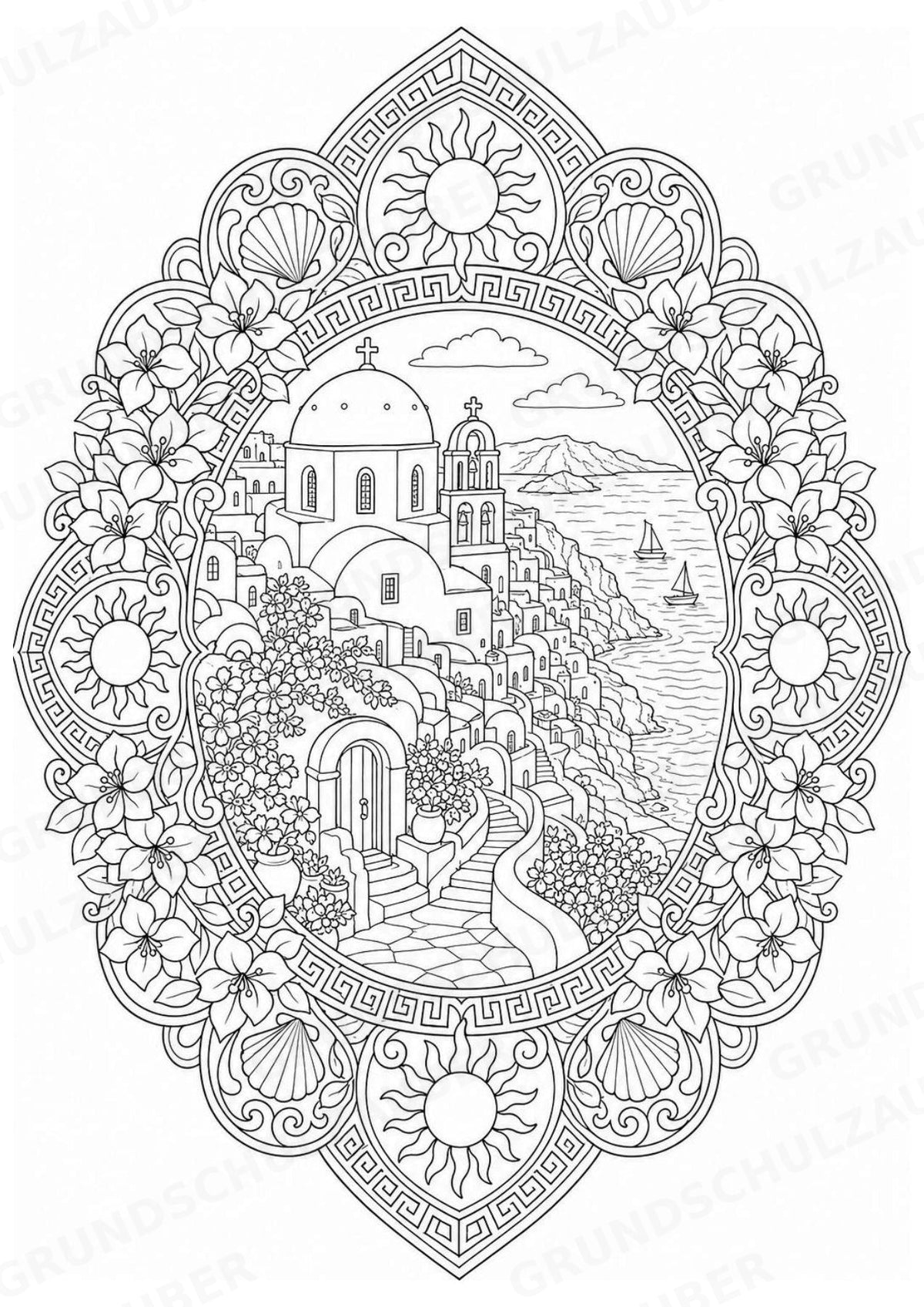Griechenland Mandalas Ausmalbilder – Länder und Kulturen – 15 Malvorlagen – Materialseite 3
