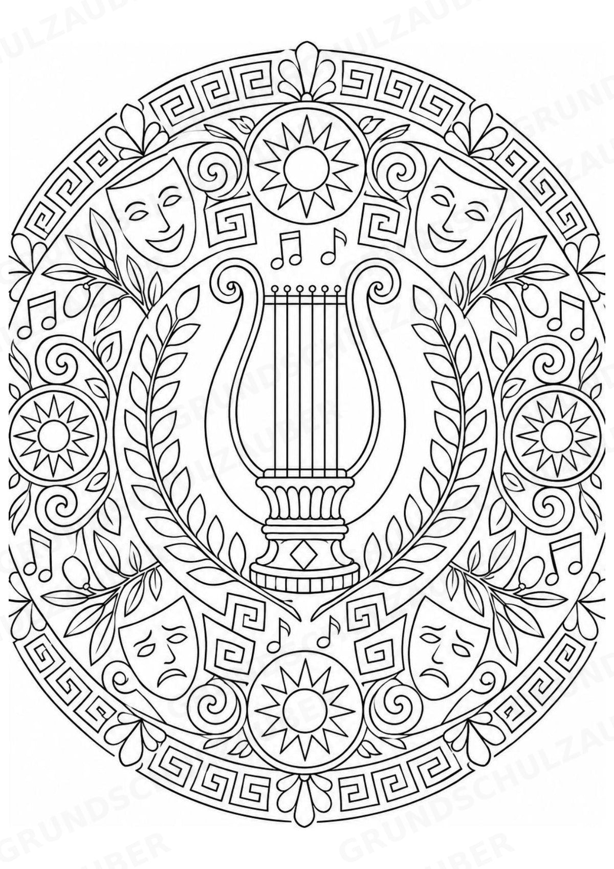 Griechenland Mandalas Ausmalbilder – Länder und Kulturen – 15 Malvorlagen – Materialseite 8