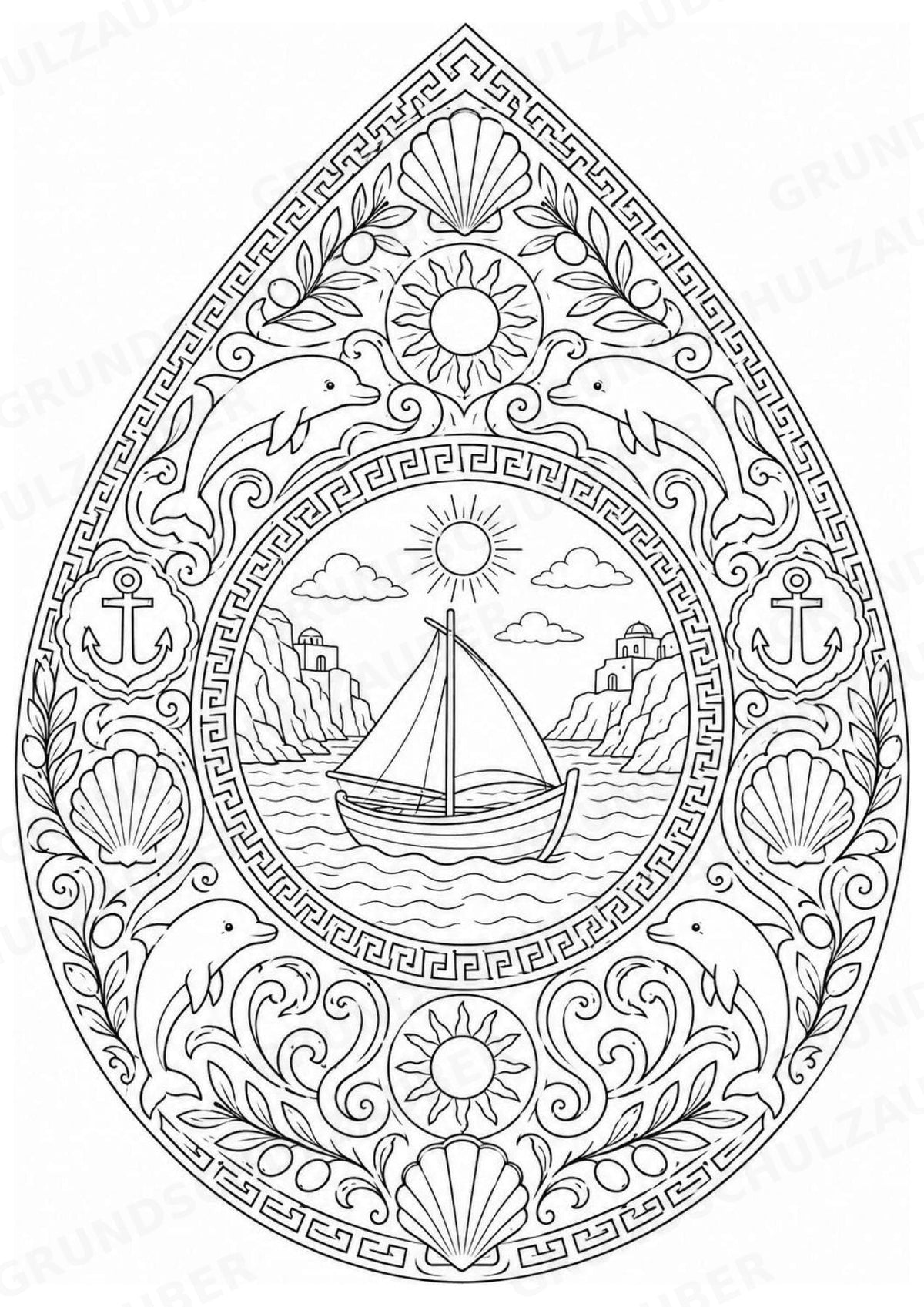 Griechenland Mandalas Ausmalbilder – Länder und Kulturen – 15 Malvorlagen – Materialseite 10