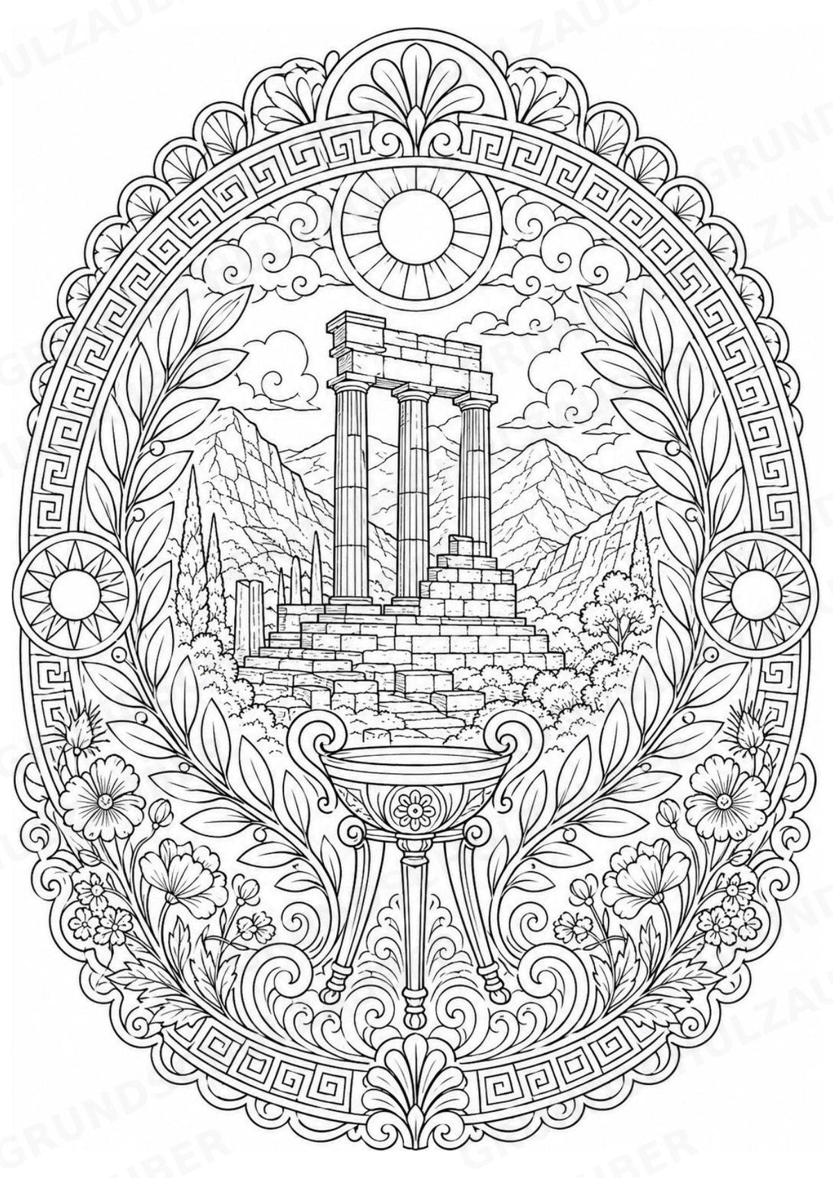 Griechenland Mandalas Ausmalbilder – Länder und Kulturen – 15 Malvorlagen – Materialseite 15