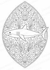Hai Mandalas Ausmalbilder – Tiere – 15 Malvorlagen – Materialseite 4