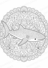 Hai Mandalas Ausmalbilder – Tiere – 15 Malvorlagen – Materialseite 7