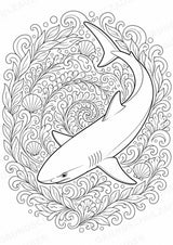 Hai Mandalas Ausmalbilder – Tiere – 15 Malvorlagen – Materialseite 8
