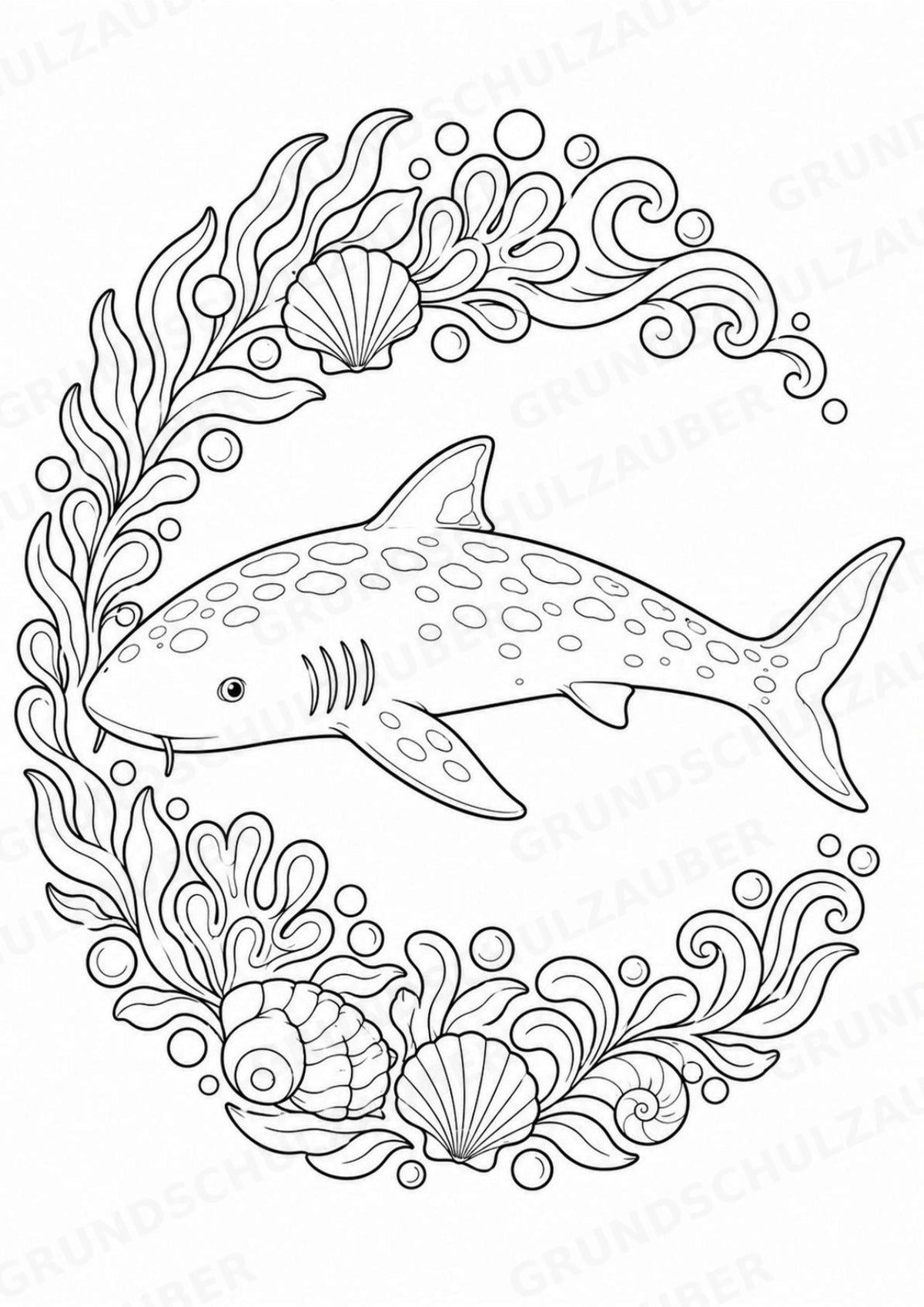 Hai Mandalas Ausmalbilder – Tiere – 15 Malvorlagen – Materialseite 10