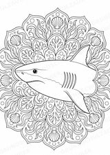 Hai Mandalas Ausmalbilder – Tiere – 15 Malvorlagen – Materialseite 12