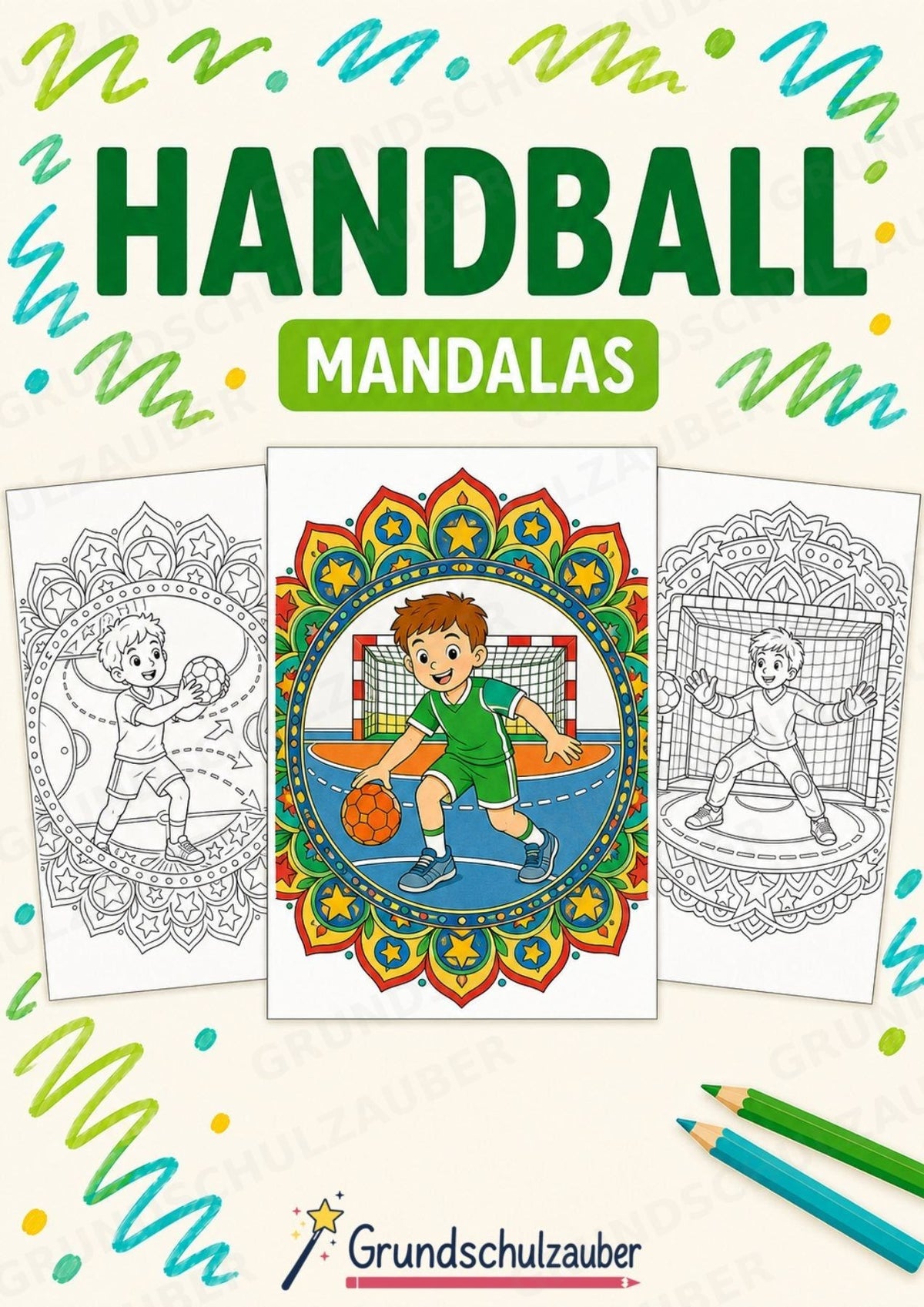 Handball Mandalas Ausmalbilder – Sport – 15 Malvorlagen – Cover