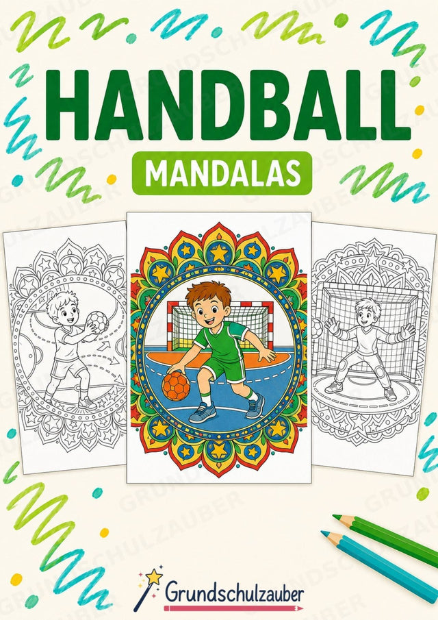 Handball Mandalas Ausmalbilder – Sport – 15 Malvorlagen – Cover