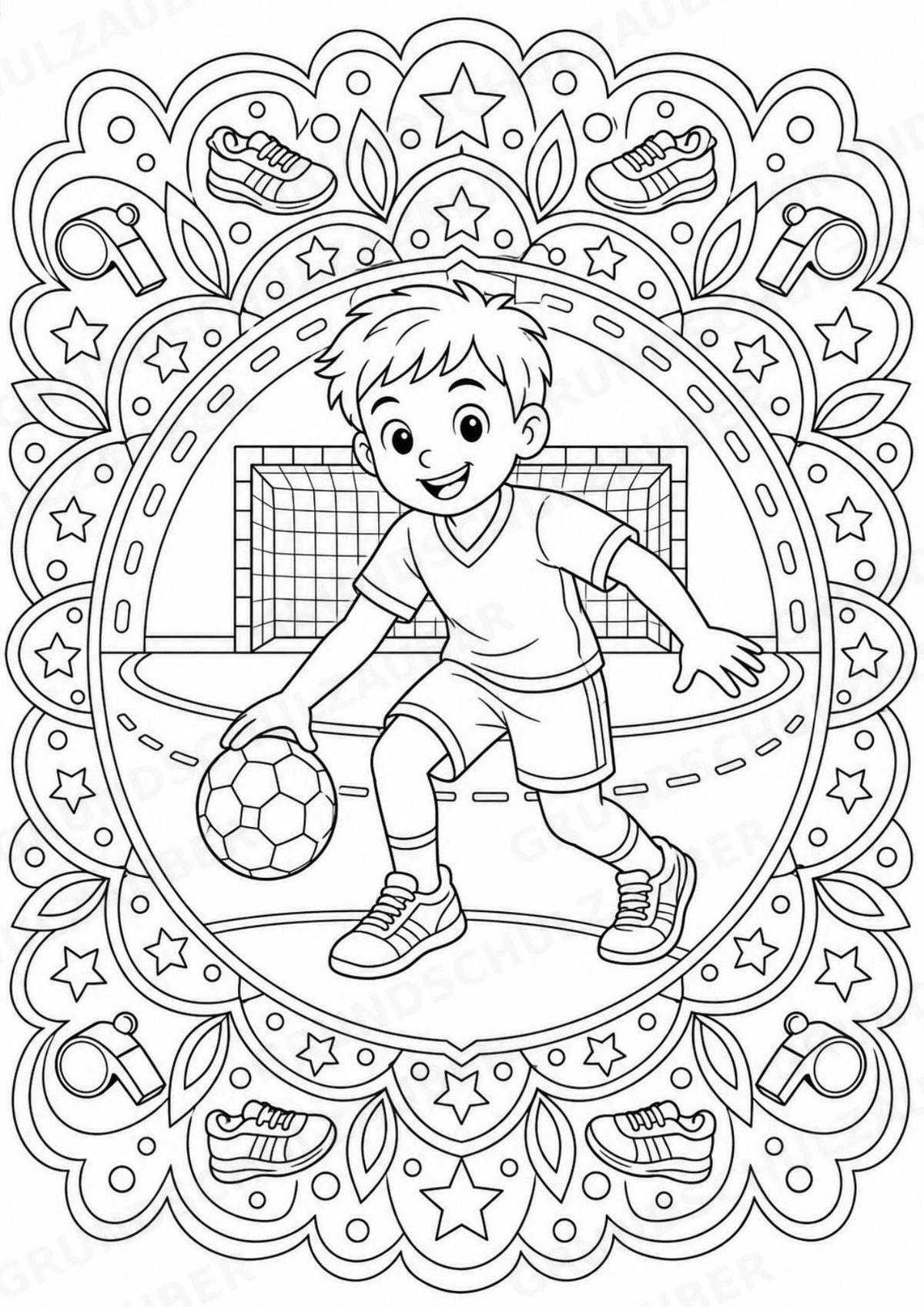 Handball Mandalas Ausmalbilder – Sport – 15 Malvorlagen – Materialseite 2