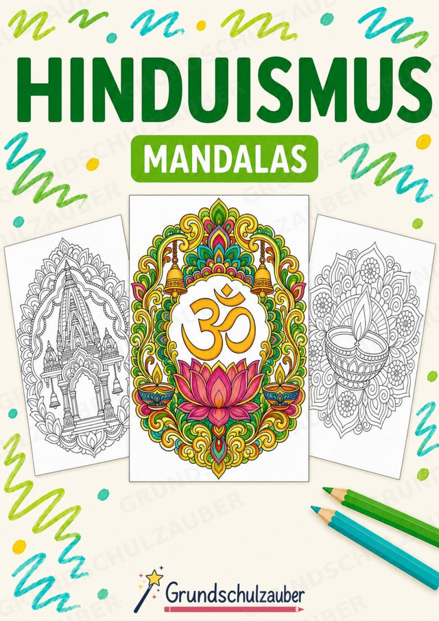 Hinduismus Mandalas Ausmalbilder – Religion – 15 Malvorlagen – Cover