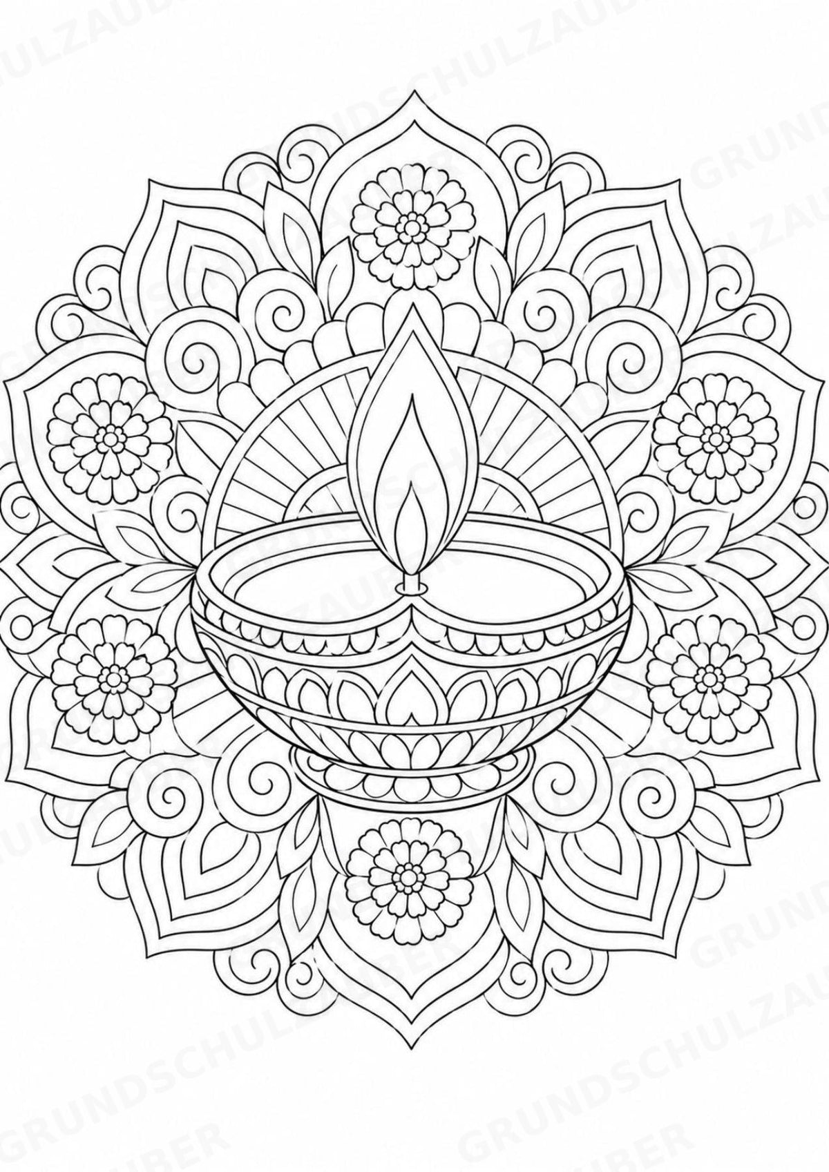 Hinduismus Mandalas Ausmalbilder – Religion – 15 Malvorlagen – Materialseite 4