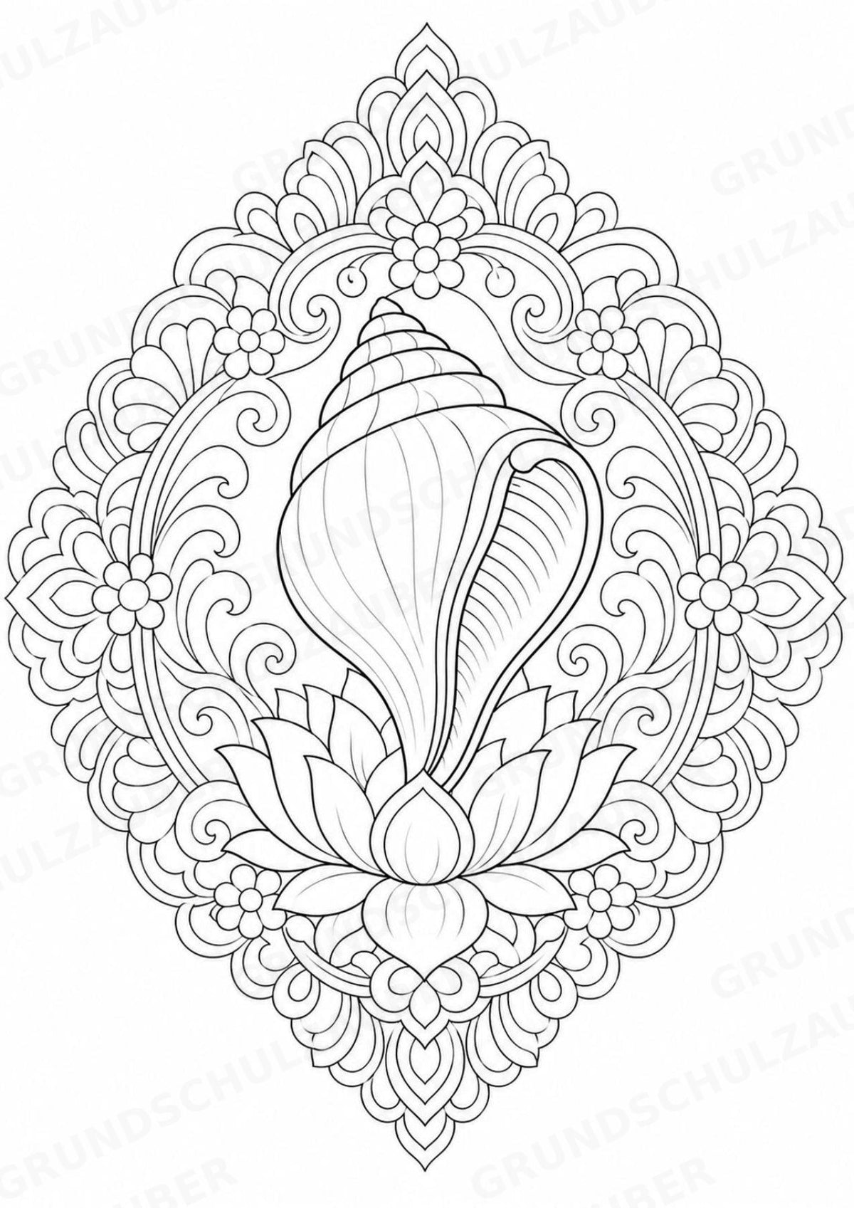 Hinduismus Mandalas Ausmalbilder – Religion – 15 Malvorlagen – Materialseite 12