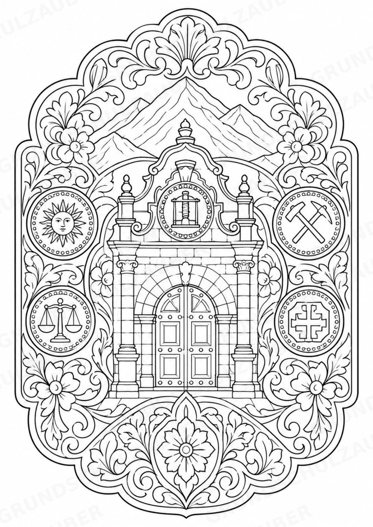 Bolivien Mandalas Ausmalbilder – Länder und Kulturen – 15 Malvorlagen – Materialseite 15