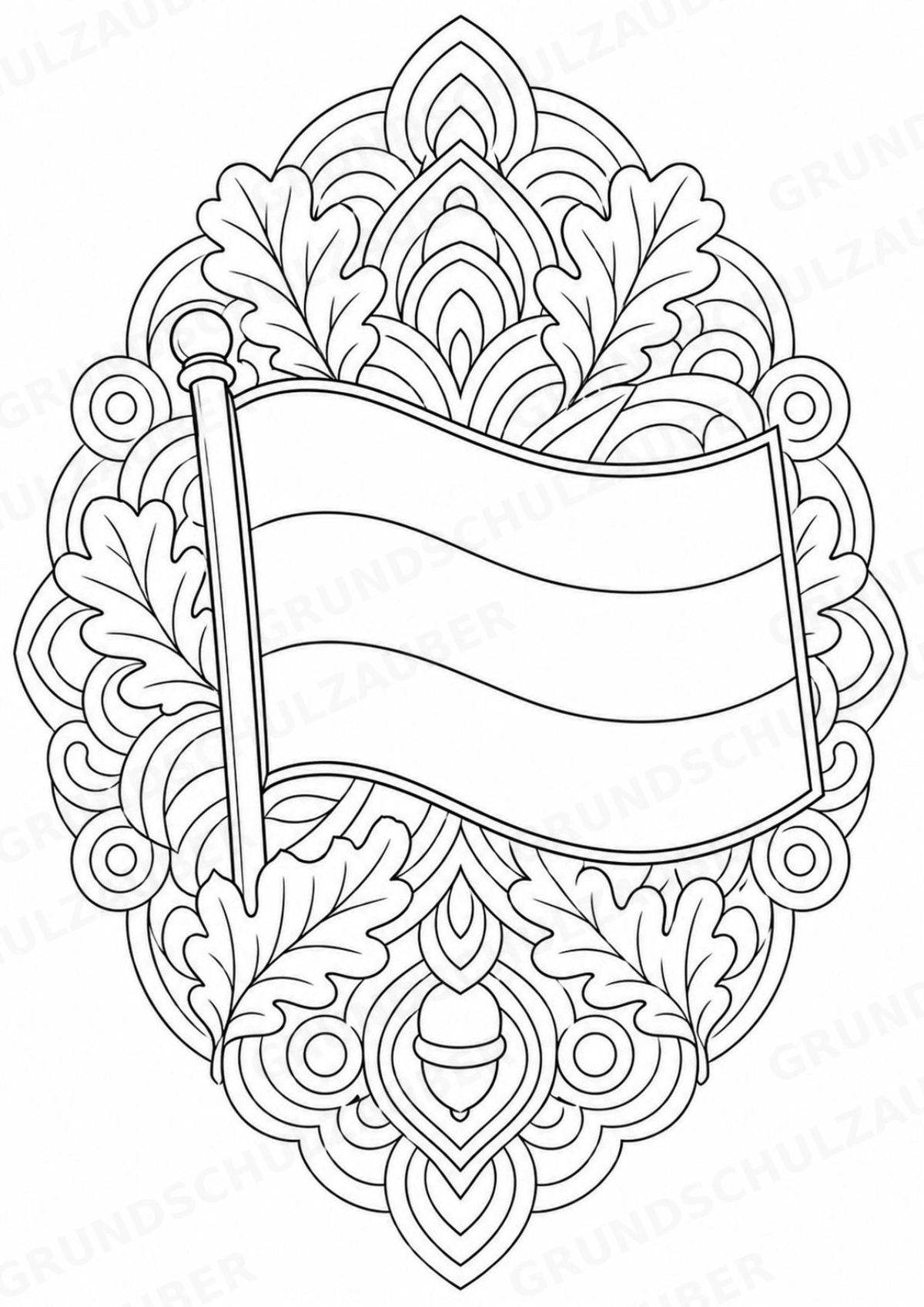 Deutschland Mandalas Ausmalbilder – Länder und Kulturen – 15 Malvorlagen – Materialseite 16