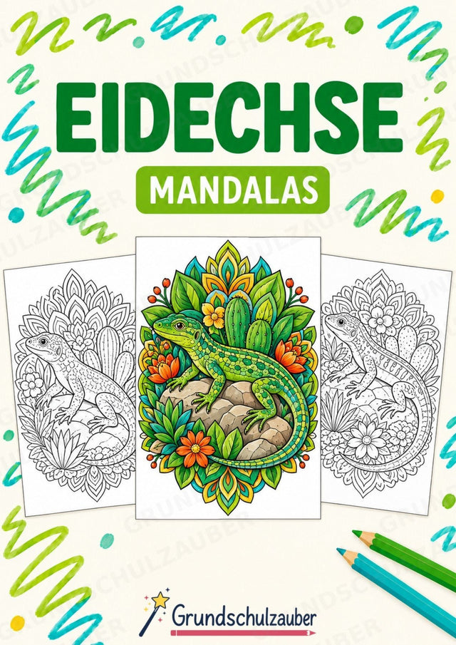 Eidechse Mandalas Ausmalbilder – Tiere – 15 Malvorlagen – Cover