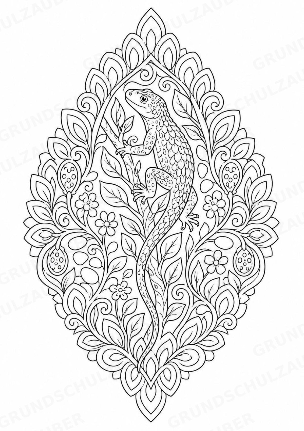 Eidechse Mandalas Ausmalbilder – Tiere – 15 Malvorlagen – Materialseite 4