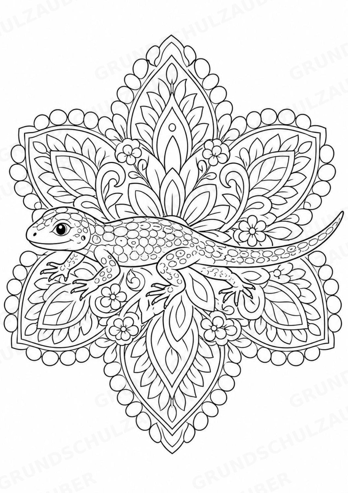 Eidechse Mandalas Ausmalbilder – Tiere – 15 Malvorlagen – Materialseite 7