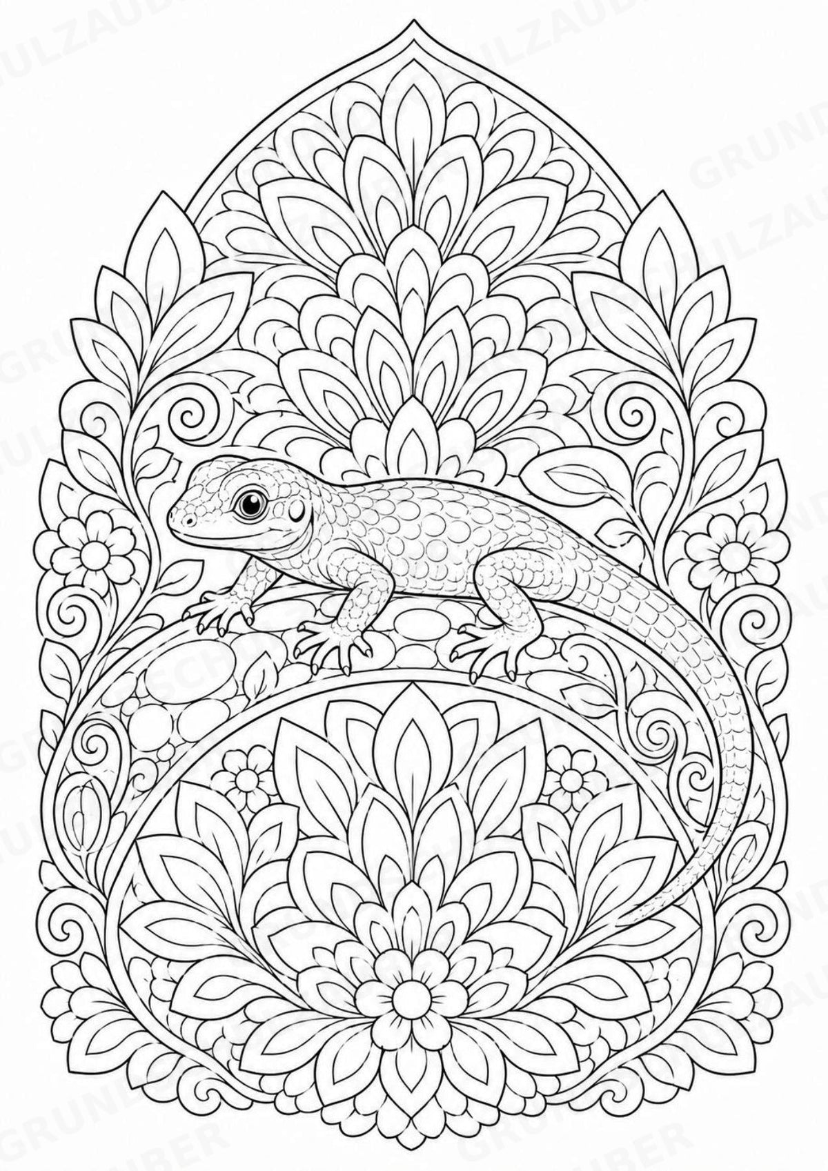 Eidechse Mandalas Ausmalbilder – Tiere – 15 Malvorlagen – Materialseite 8