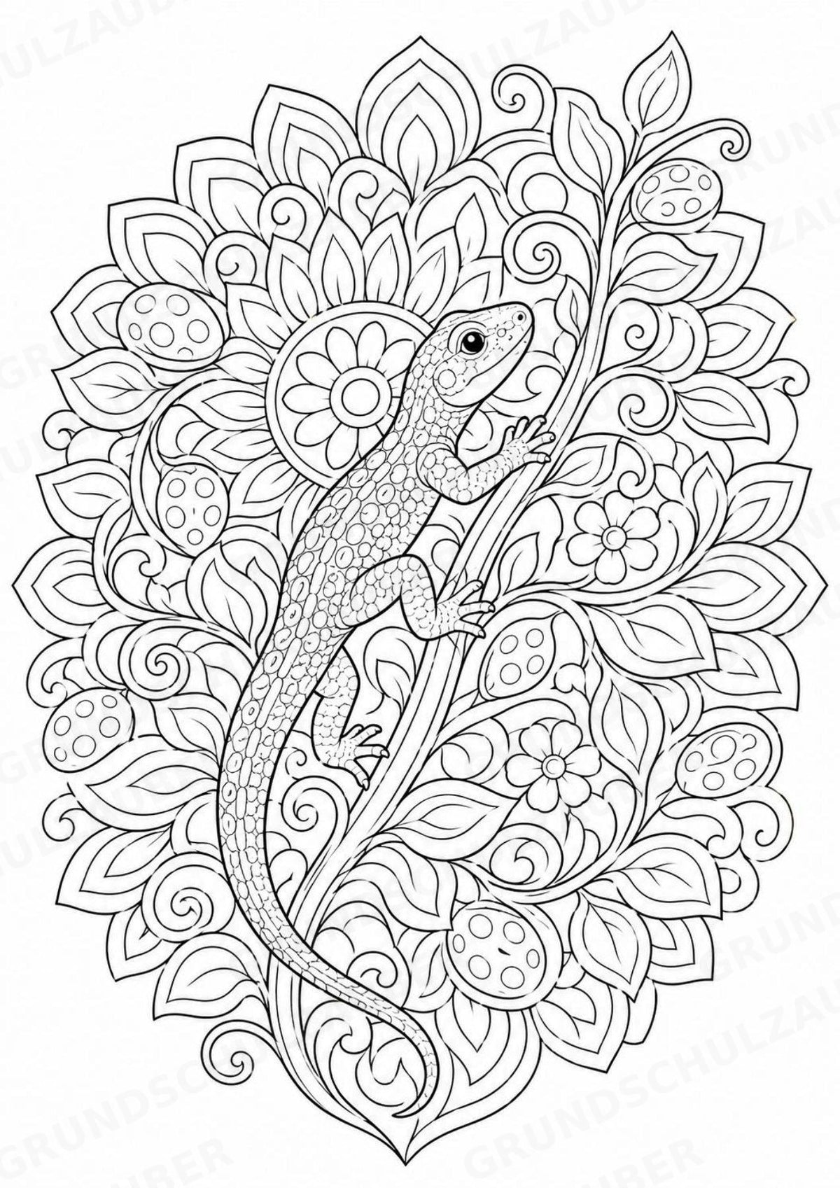 Eidechse Mandalas Ausmalbilder – Tiere – 15 Malvorlagen – Materialseite 12