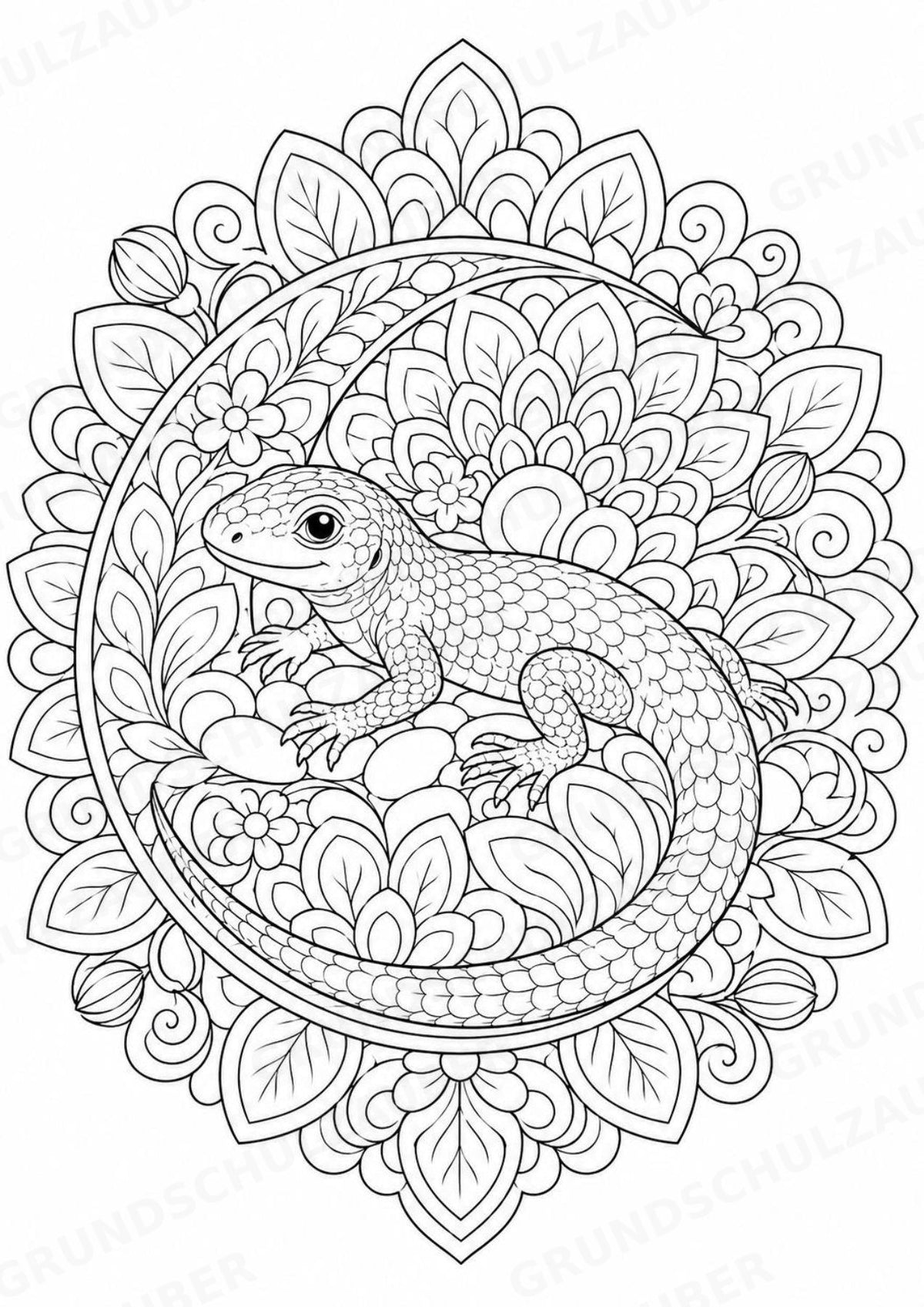 Eidechse Mandalas Ausmalbilder – Tiere – 15 Malvorlagen – Materialseite 13
