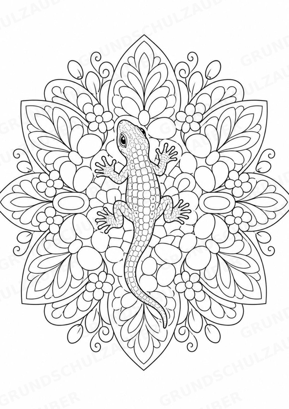 Eidechse Mandalas Ausmalbilder – Tiere – 15 Malvorlagen – Materialseite 15