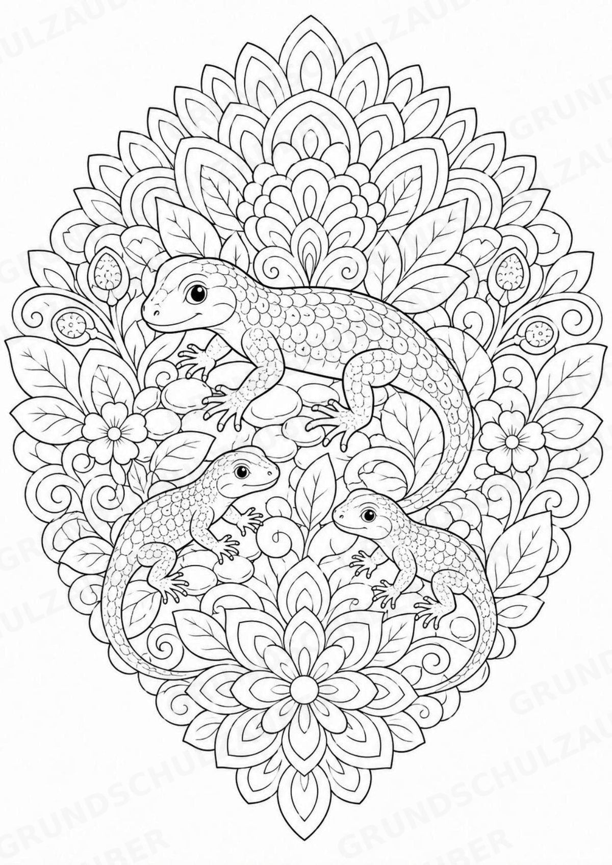 Eidechse Mandalas Ausmalbilder – Tiere – 15 Malvorlagen – Materialseite 16
