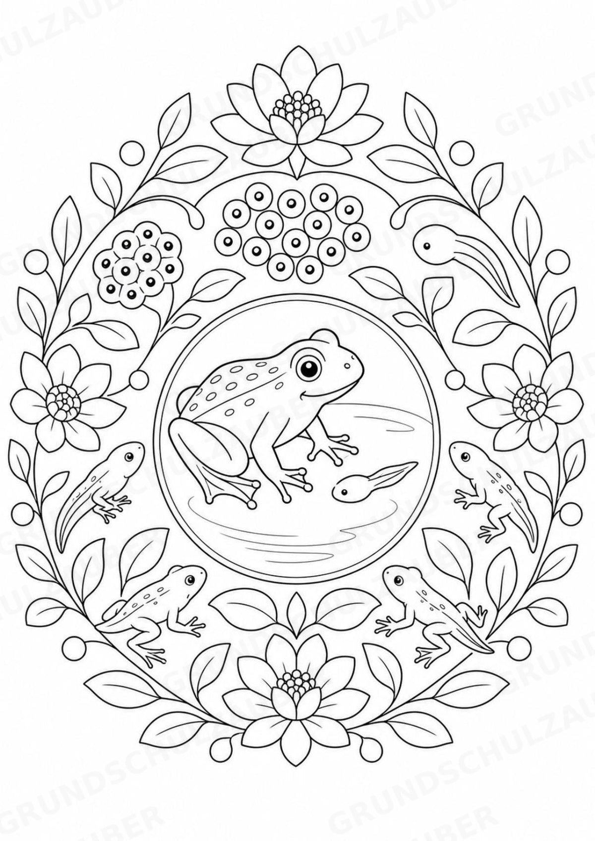 Frosch Mandalas Ausmalbilder – Tiere – 15 Malvorlagen – Materialseite 14