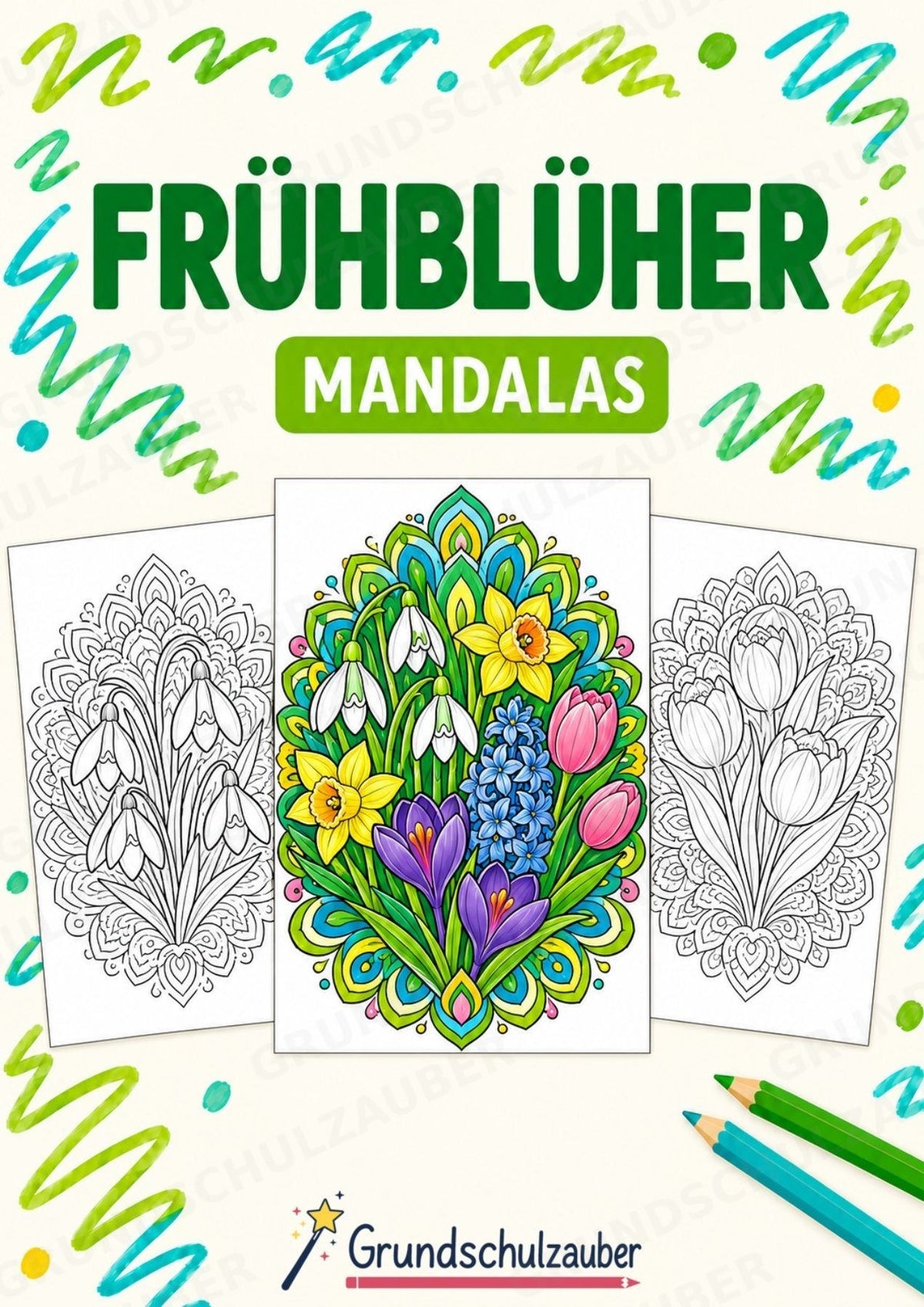 Frühblüher Mandalas Ausmalbilder – Natur und Pflanzen – 15 Malvorlagen – Cover