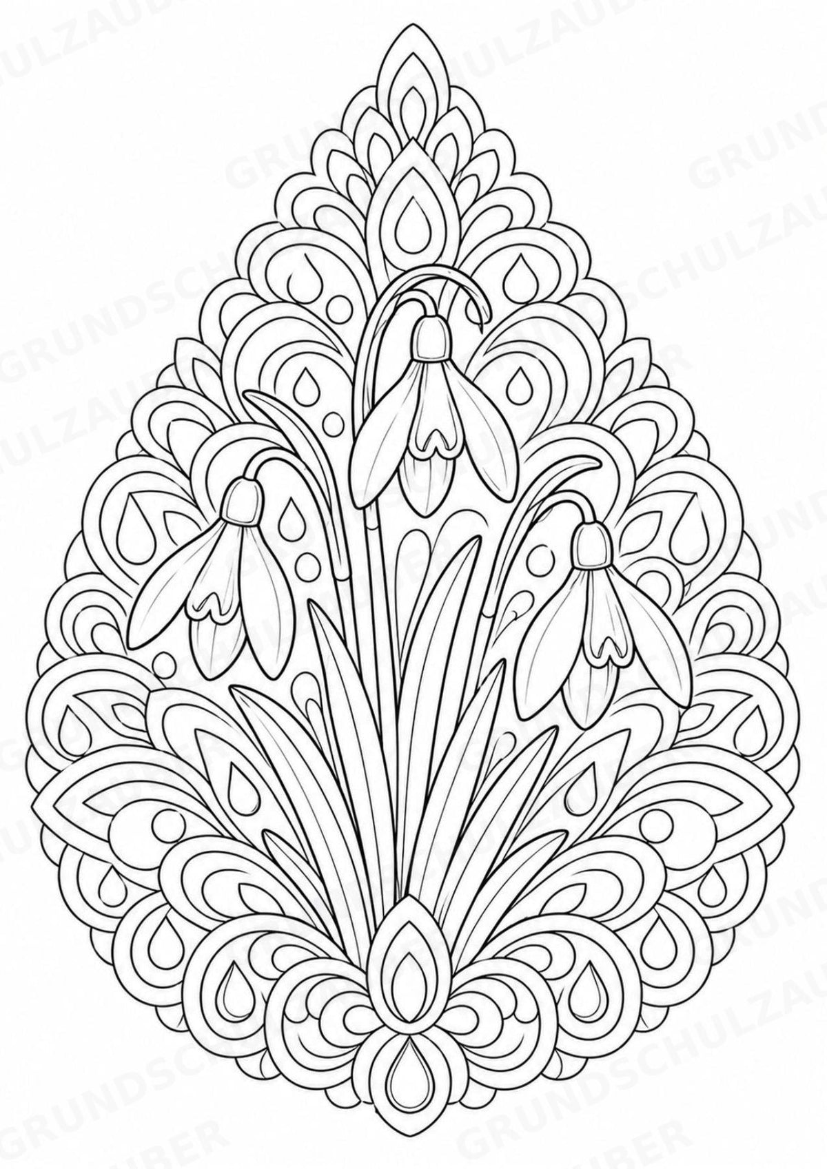 Frühblüher Mandalas Ausmalbilder – Natur und Pflanzen – 15 Malvorlagen – Materialseite 2