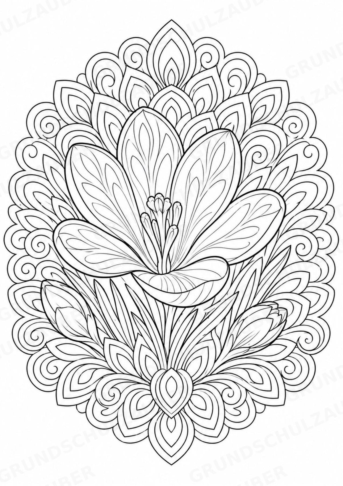 Frühblüher Mandalas Ausmalbilder – Natur und Pflanzen – 15 Malvorlagen – Materialseite 3
