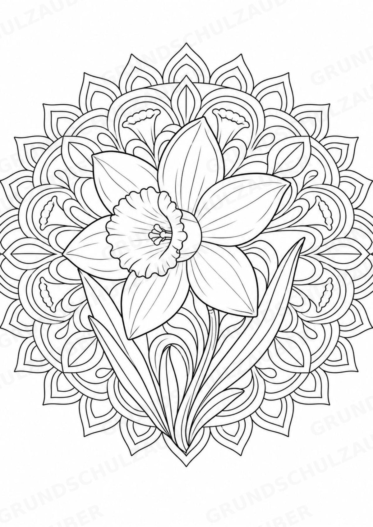Frühblüher Mandalas Ausmalbilder – Natur und Pflanzen – 15 Malvorlagen – Materialseite 4