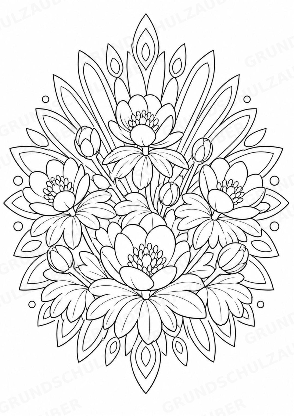 Frühblüher Mandalas Ausmalbilder – Natur und Pflanzen – 15 Malvorlagen – Materialseite 8