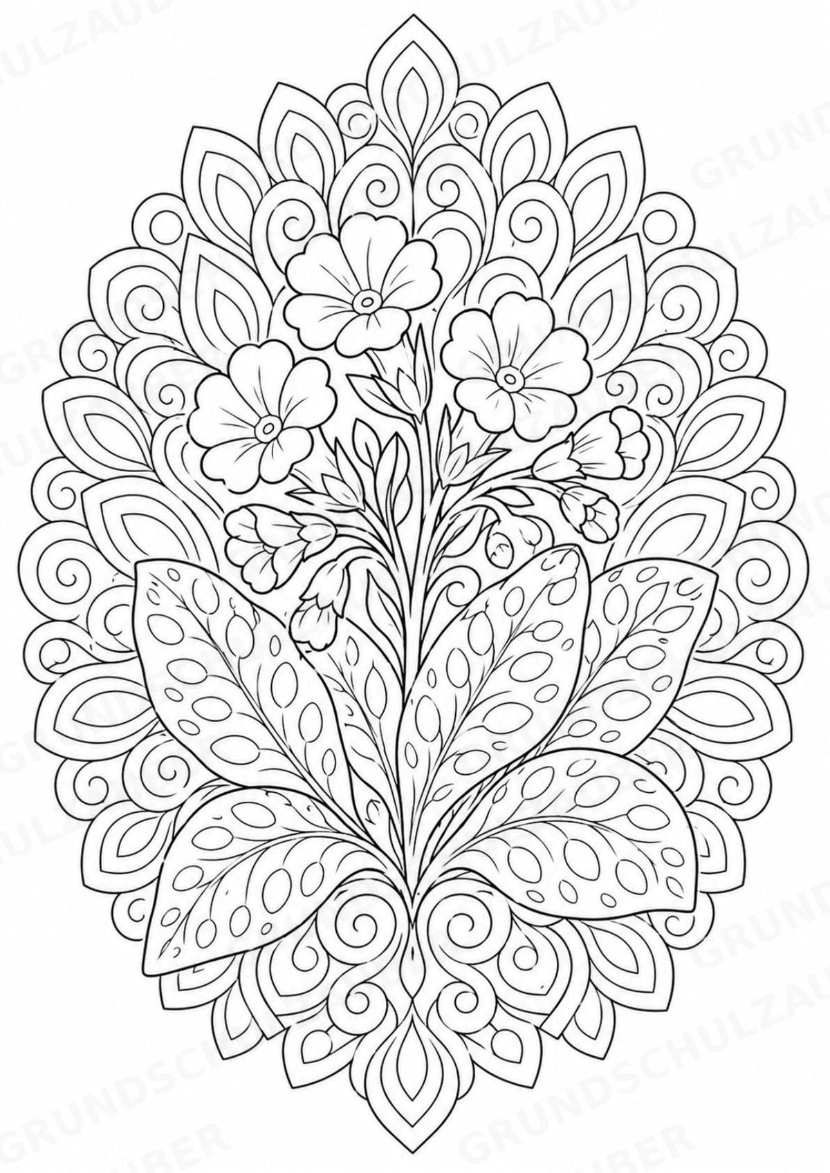 Frühblüher Mandalas Ausmalbilder – Natur und Pflanzen – 15 Malvorlagen – Materialseite 15