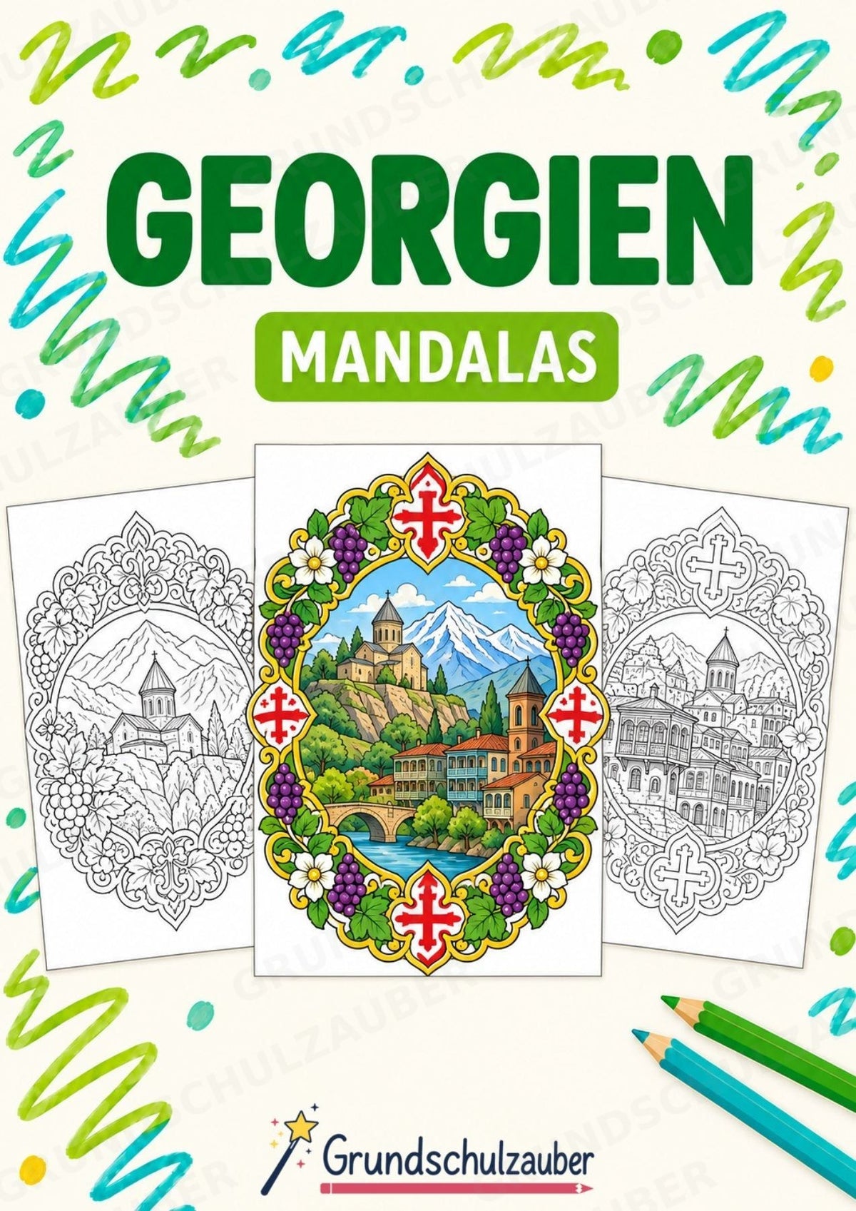 Georgien Mandalas Ausmalbilder – Länder und Kulturen – 15 Malvorlagen – Cover