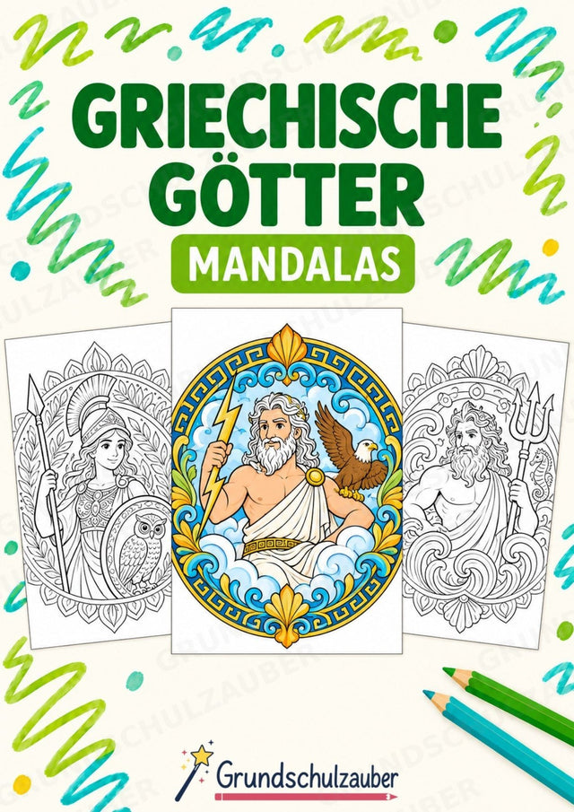 Griechische Götter Mandalas Ausmalbilder – Allgemeine Themen – 15 Malvorlagen – Cover