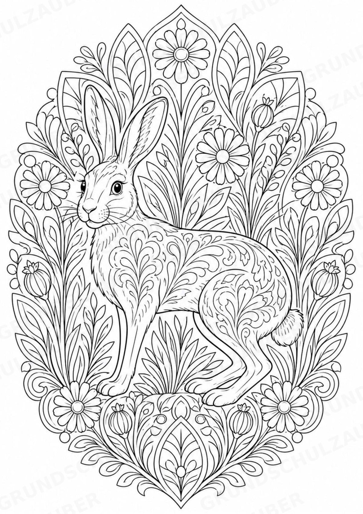 Hase Mandalas Ausmalbilder – Tiere – 15 Malvorlagen – Materialseite 3