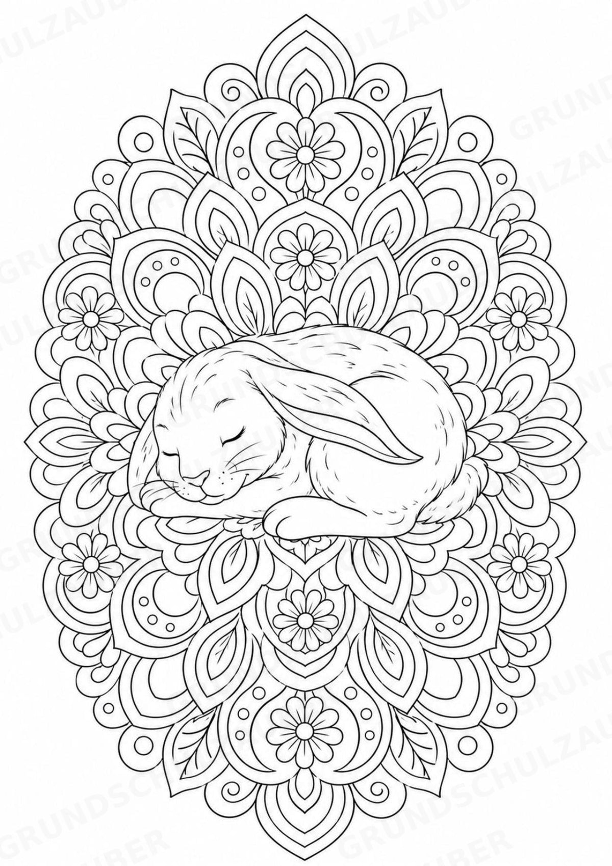 Hase Mandalas Ausmalbilder – Tiere – 15 Malvorlagen – Materialseite 6