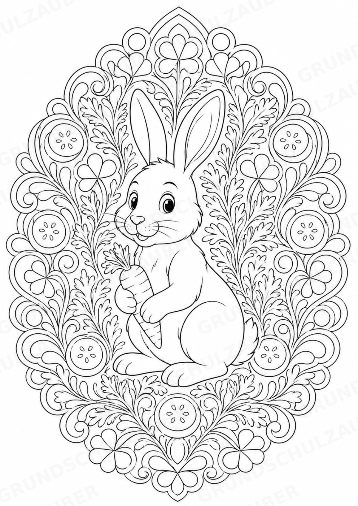 Hase Mandalas Ausmalbilder – Tiere – 15 Malvorlagen – Materialseite 7