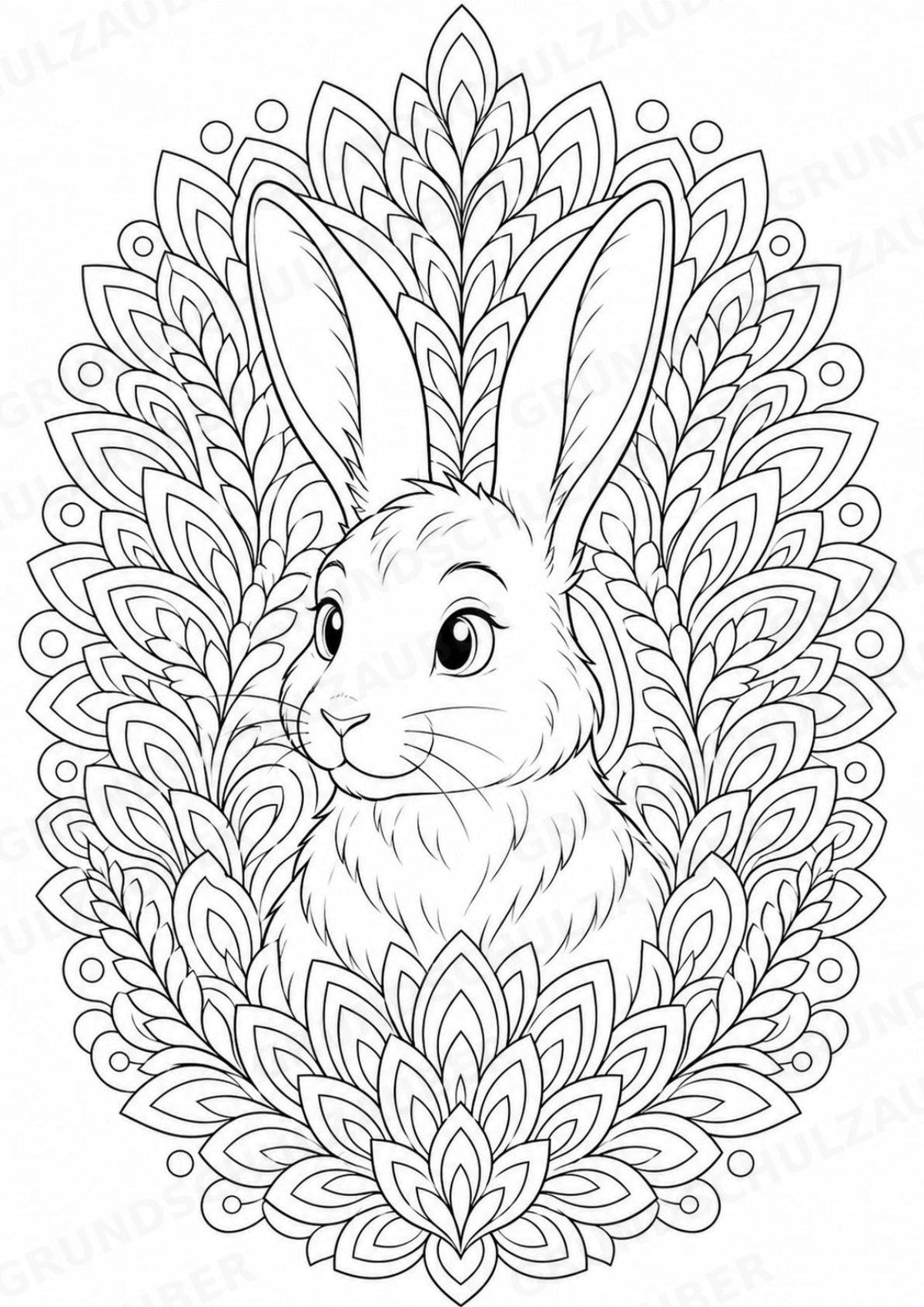 Hase Mandalas Ausmalbilder – Tiere – 15 Malvorlagen – Materialseite 12