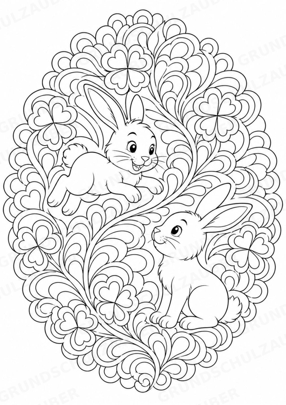 Hase Mandalas Ausmalbilder – Tiere – 15 Malvorlagen – Materialseite 13
