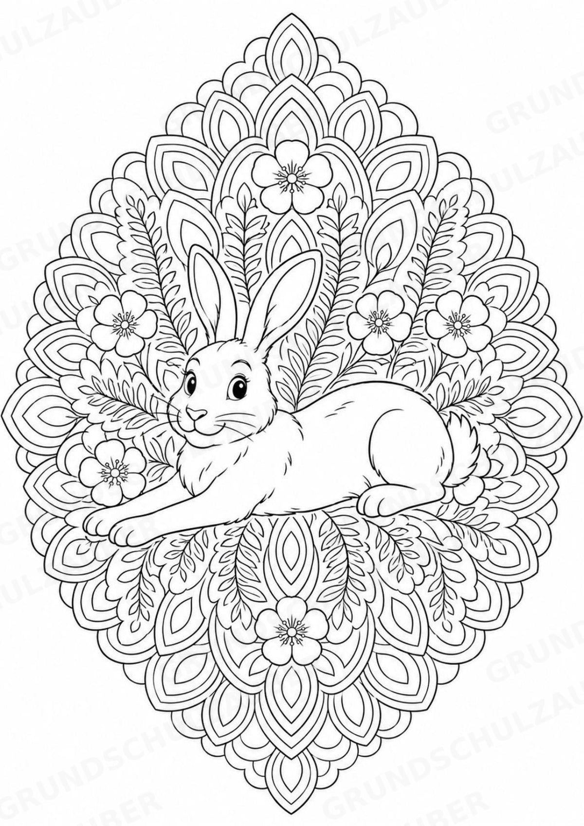Hase Mandalas Ausmalbilder – Tiere – 15 Malvorlagen – Materialseite 14