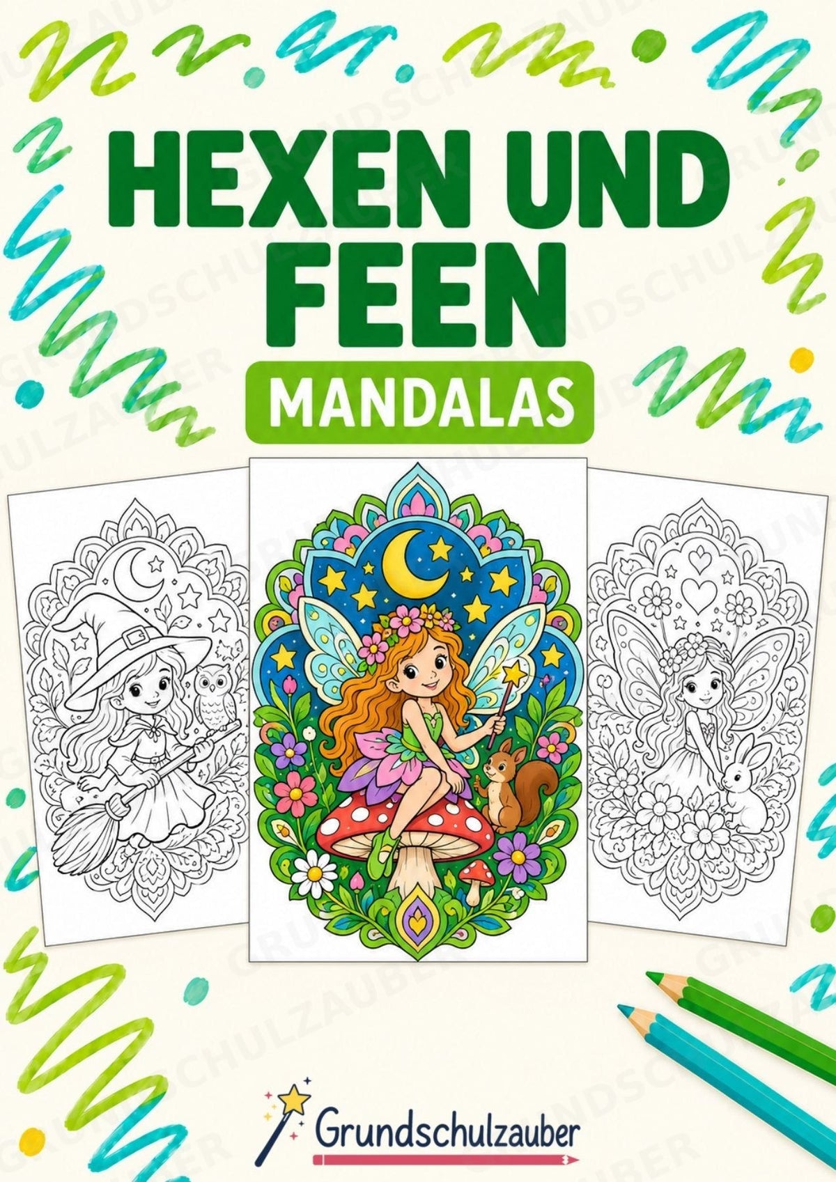 Hexen & Feen Mandalas Ausmalbilder – Märchen – 15 Malvorlagen – Cover