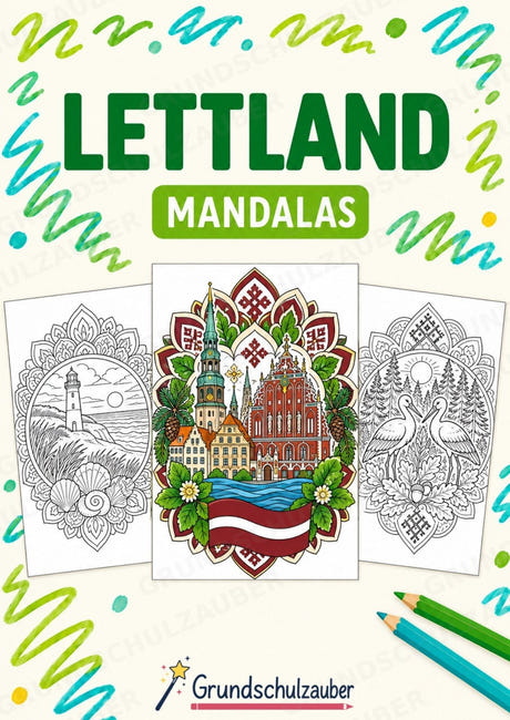 Lettland Mandalas Ausmalbilder – Länder und Kulturen – 15 Malvorlagen – Cover