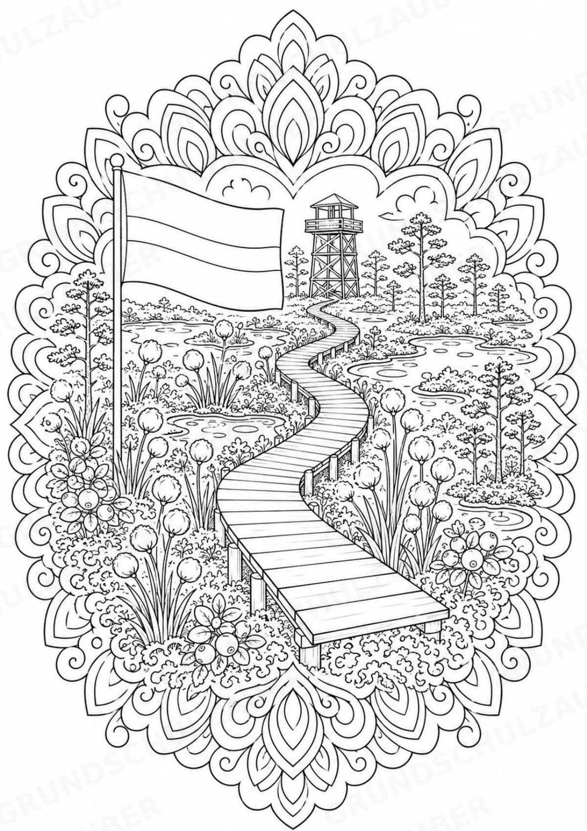 Lettland Mandalas Ausmalbilder – Länder und Kulturen – 15 Malvorlagen – Materialseite 16