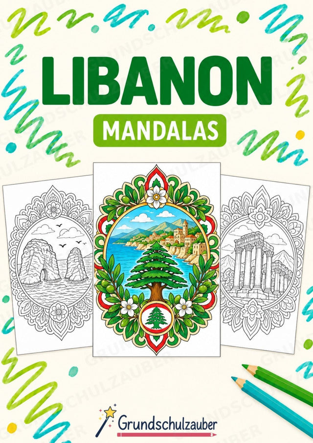 Libanon Mandalas Ausmalbilder – Länder und Kulturen – 15 Malvorlagen – Cover