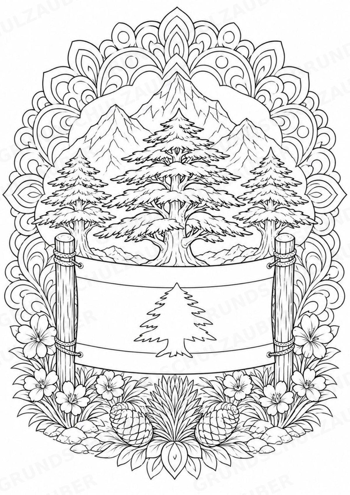 Libanon Mandalas Ausmalbilder – Länder und Kulturen – 15 Malvorlagen – Materialseite 6