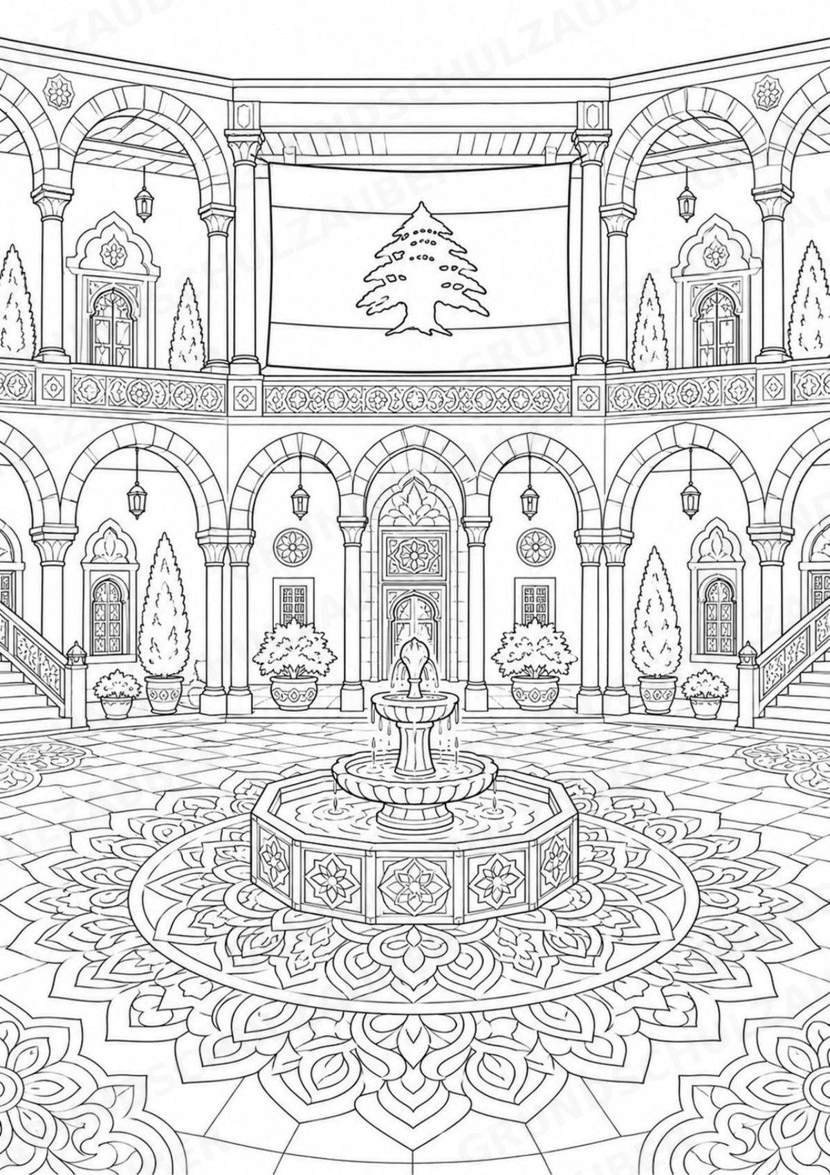 Libanon Mandalas Ausmalbilder – Länder und Kulturen – 15 Malvorlagen – Materialseite 14